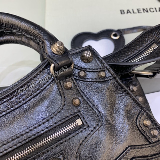 Balenciaga專櫃爆款油蠟黑銀扣手提女包 638515 巴黎世家Neo cagole機車包 fyj2010